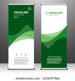 Vertical banner roll up template design, for brochure, business, flyer, infographics. modern x-banner and flag-banner advertising. vector illustration