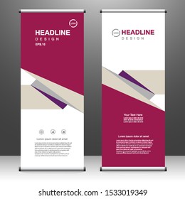 Vertical banner roll up template design, for brochure, business, flyer, infographics. modern x-banner and flag-banner advertising. vector illustration
