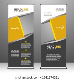 Vertical banner roll up template design, for brochure, business, flyer, infographics. modern x-banner and flag-banner advertising. vector illustration