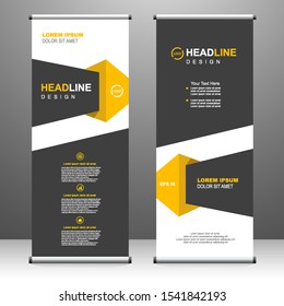 Vertical banner roll up template design, for brochure, business, flyer, infographics. modern x-banner and flag-banner advertising. vector illustration
