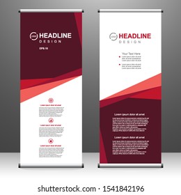 Vertical banner roll up template design, for brochure, business, flyer, infographics. modern x-banner and flag-banner advertising. vector illustration
