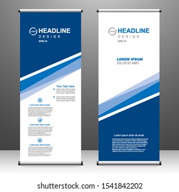 Vertical banner roll up template design, for brochure, business, flyer, infographics. modern x-banner and flag-banner advertising. vector illustration