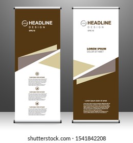 Vertical banner roll up template design, for brochure, business, flyer, infographics. modern x-banner and flag-banner advertising. vector illustration