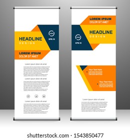 Vertical banner roll up template design, for brochure, business, flyer, infographics. modern x-banner and flag-banner advertising. vector illustration