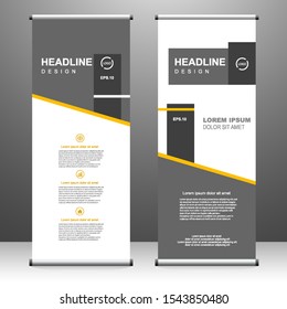 Vertical banner roll up template design, for brochure, business, flyer, infographics. modern x-banner and flag-banner advertising. vector illustration