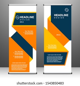 Vertical banner roll up template design, for brochure, business, flyer, infographics. modern x-banner and flag-banner advertising. vector illustration