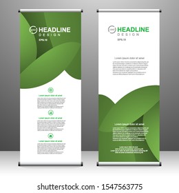 Vertical banner roll up template design, for brochure, business, flyer, infographics. modern x-banner and flag-banner advertising. vector illustration