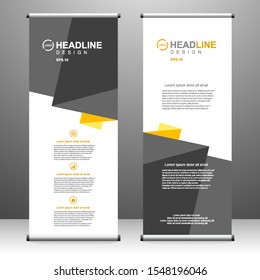 Vertical banner roll up template design, for brochure, business, flyer, infographics. modern x-banner and flag-banner advertising. vector illustration