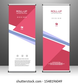 Vertical banner roll up template design, for brochure, business, flyer, infographics. modern x-banner and flag-banner advertising. vector illustration