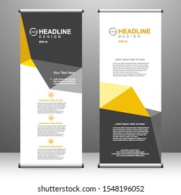 Vertical banner roll up template design, for brochure, business, flyer, infographics. modern x-banner and flag-banner advertising. vector illustration