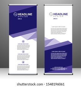 Vertical banner roll up template design, for brochure, business, flyer, infographics. modern x-banner and flag-banner advertising. vector illustration
