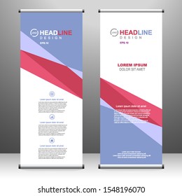 Vertical banner roll up template design, for brochure, business, flyer, infographics. modern x-banner and flag-banner advertising. vector illustration