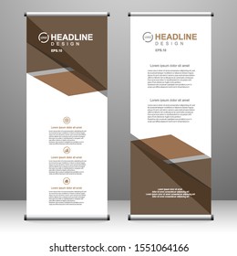 Vertical banner roll up template design, for brochure, business, flyer, infographics. modern x-banner and flag-banner advertising. vector illustration