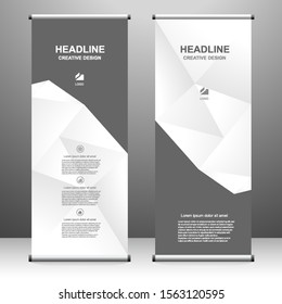 Vertical banner roll up template design, for brochure, business, flyer, infographics. modern x-banner and flag-banner advertising. vector illustration