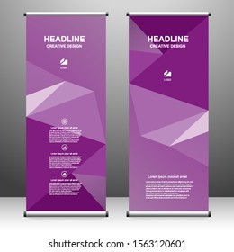 Vertical banner roll up template design, for brochure, business, flyer, infographics. modern x-banner and flag-banner advertising. vector illustration