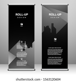 Vertical banner roll up template design, for brochure, business, flyer, infographics. modern x-banner and flag-banner advertising. vector illustration