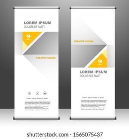 Vertical banner roll up template design, for brochure, business, flyer, infographics. modern x-banner and flag-banner advertising. vector illustration