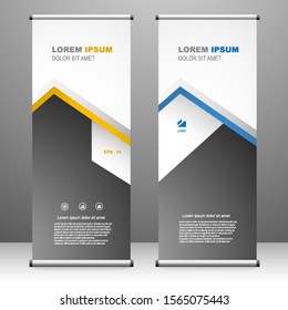 Vertical banner roll up template design, for brochure, business, flyer, infographics. modern x-banner and flag-banner advertising. vector illustration