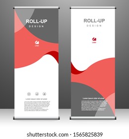 Vertical banner roll up template design, for brochure, business, flyer, infographics. modern x-banner and flag-banner advertising. vector illustration