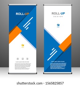 Vertical banner roll up template design, for brochure, business, flyer, infographics. modern x-banner and flag-banner advertising. vector illustration