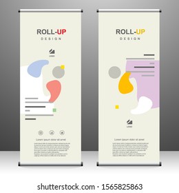 Vertical banner roll up template design, for brochure, business, flyer, infographics. modern x-banner and flag-banner advertising. vector illustration