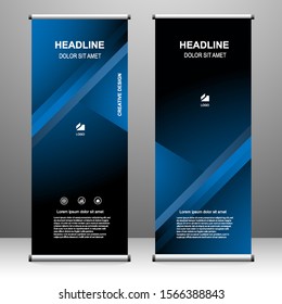 Vertical banner roll up template design, for brochure, business, flyer, infographics. modern x-banner and flag-banner advertising. vector illustration