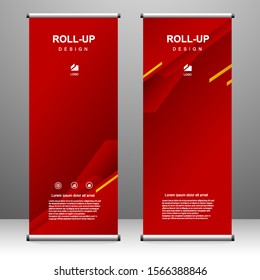 Vertical banner roll up template design, for brochure, business, flyer, infographics. modern x-banner and flag-banner advertising. vector illustration