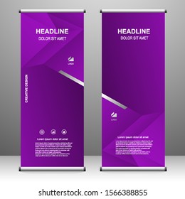 Vertical banner roll up template design, for brochure, business, flyer, infographics. modern x-banner and flag-banner advertising. vector illustration