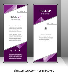 Vertical banner roll up template design, for brochure, business, flyer, infographics. modern x-banner and flag-banner advertising. vector illustration