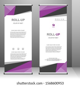 Vertical banner roll up template design, for brochure, business, flyer, infographics. modern x-banner and flag-banner advertising. vector illustration