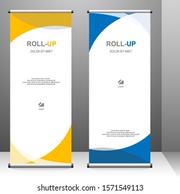 Vertical banner roll up template design, for brochure, business, flyer, infographics. modern x-banner and flag-banner advertising. vector illustration