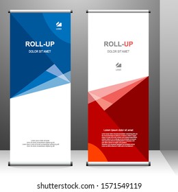 Vertical banner roll up template design, for brochure, business, flyer, infographics. modern x-banner and flag-banner advertising. vector illustration
