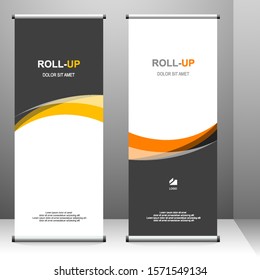 Vertical banner roll up template design, for brochure, business, flyer, infographics. modern x-banner and flag-banner advertising. vector illustration