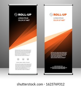 Vertical banner roll up template design, for brochure, business, flyer, infographics. modern x-banner and flag-banner advertising. vector illustration
