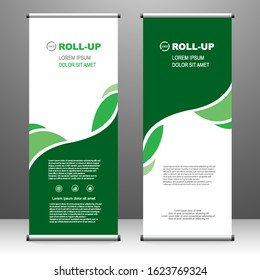 Vertical banner roll up template design, for brochure, business, flyer, infographics. modern x-banner and flag-banner advertising. vector illustration