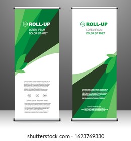 Vertical banner roll up template design, for brochure, business, flyer, infographics. modern x-banner and flag-banner advertising. vector illustration