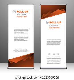 Vertical banner roll up template design, for brochure, business, flyer, infographics. modern x-banner and flag-banner advertising. vector illustration