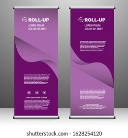 Vertical banner roll up template design, for brochure, business, flyer, infographics. modern x-banner and flag-banner advertising. vector illustration