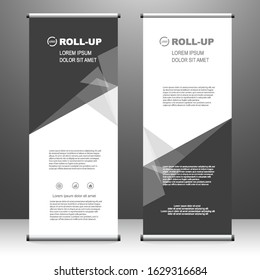 Vertical banner roll up template design, for brochure, business, flyer, infographics. modern x-banner and flag-banner advertising. vector illustration