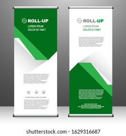 Vertical banner roll up template design, for brochure, business, flyer, infographics. modern x-banner and flag-banner advertising. vector illustration