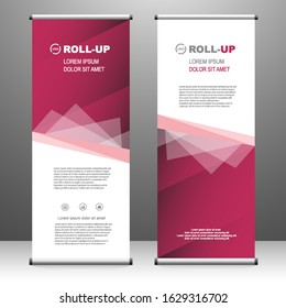 Vertical banner roll up template design, for brochure, business, flyer, infographics. modern x-banner and flag-banner advertising. vector illustration