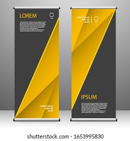 Vertical banner roll up template design, for brochure, business, flyer, infographics. modern x-banner and flag-banner advertising. vector illustration