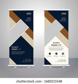 Vertical banner roll up template design, for brochure, business, flyer, info-graphics. modern x-banner and flag-banner advertising. vector illustration