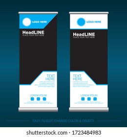 Vertical banner roll up template design, modern x-banner and flag-banner advertising. vector illustration