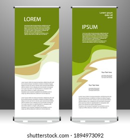 Vertical banner roll up template design, for brochure, business, flyer, infographics. modern x-banner and flag-banner advertising. vector illustration