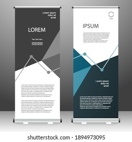Vertical banner roll up template design, for brochure, business, flyer, infographics. modern x-banner and flag-banner advertising. vector illustration