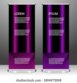Vertical banner roll up template design, for brochure, business, flyer, infographics. modern x-banner and flag-banner advertising. vector illustration