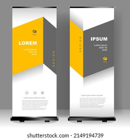 Vertical banner roll up template design, for brochure, business, flyer, infographics. modern x-banner and flag-banner advertising. vector illustration