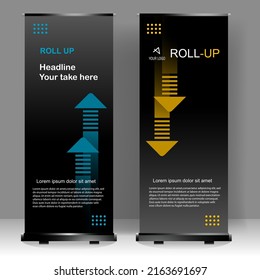 Vertical banner Roll up template design, for brochure, business, flyer, infographics. modern x-banner and flag-banner advertising. vector illustration