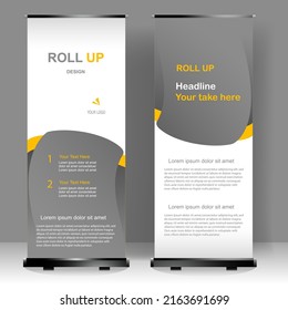Banner vertical Diseño de plantilla Roll up, para folletos, negocios, volante, infografías. moderna publicidad de x-banner y banner. ilustración vectorial